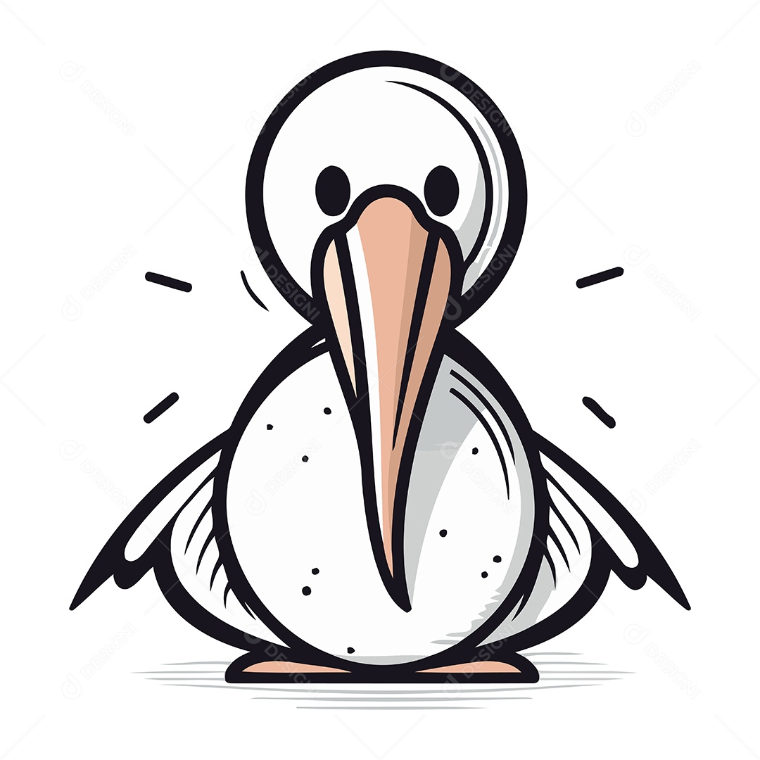 Pelicano de Desenho Animado Ilustração Vetor EPS