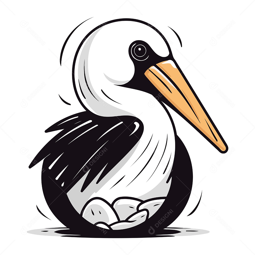 Pelicano de Desenho Animado Ilustração Vetor EPS