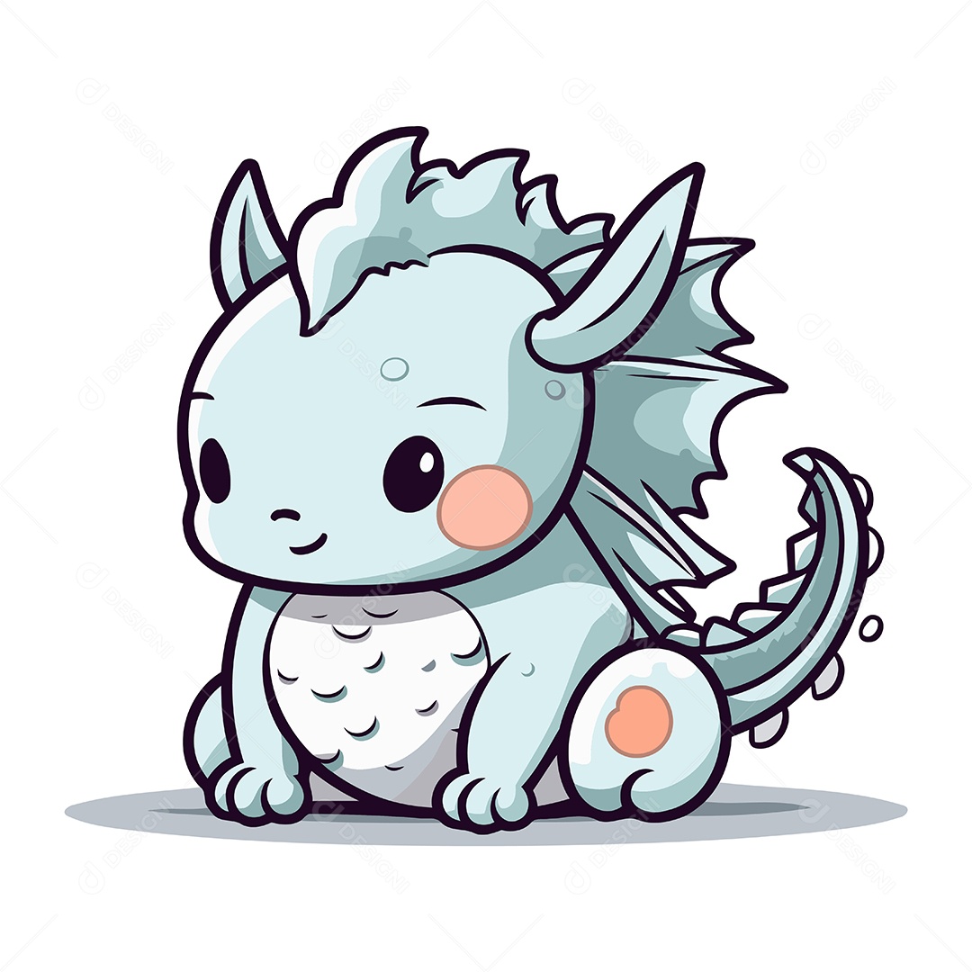 Dragão Fofo de Desenho Animado Ilustração Vetor EPS