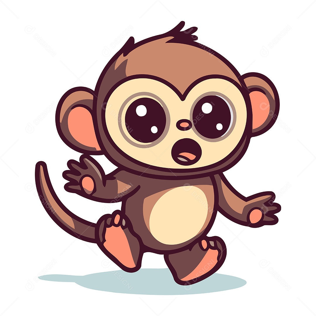 Macaco Fofo de Desenho Animado Ilustração Vetor EPS