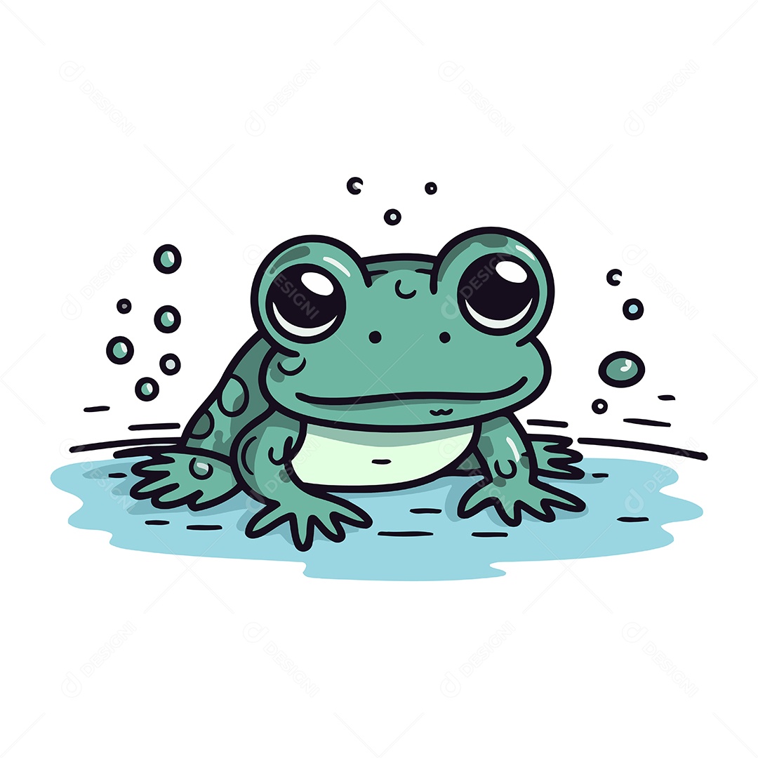 Sapo de Desenho Animado na Água Ilustração Vetor EPS