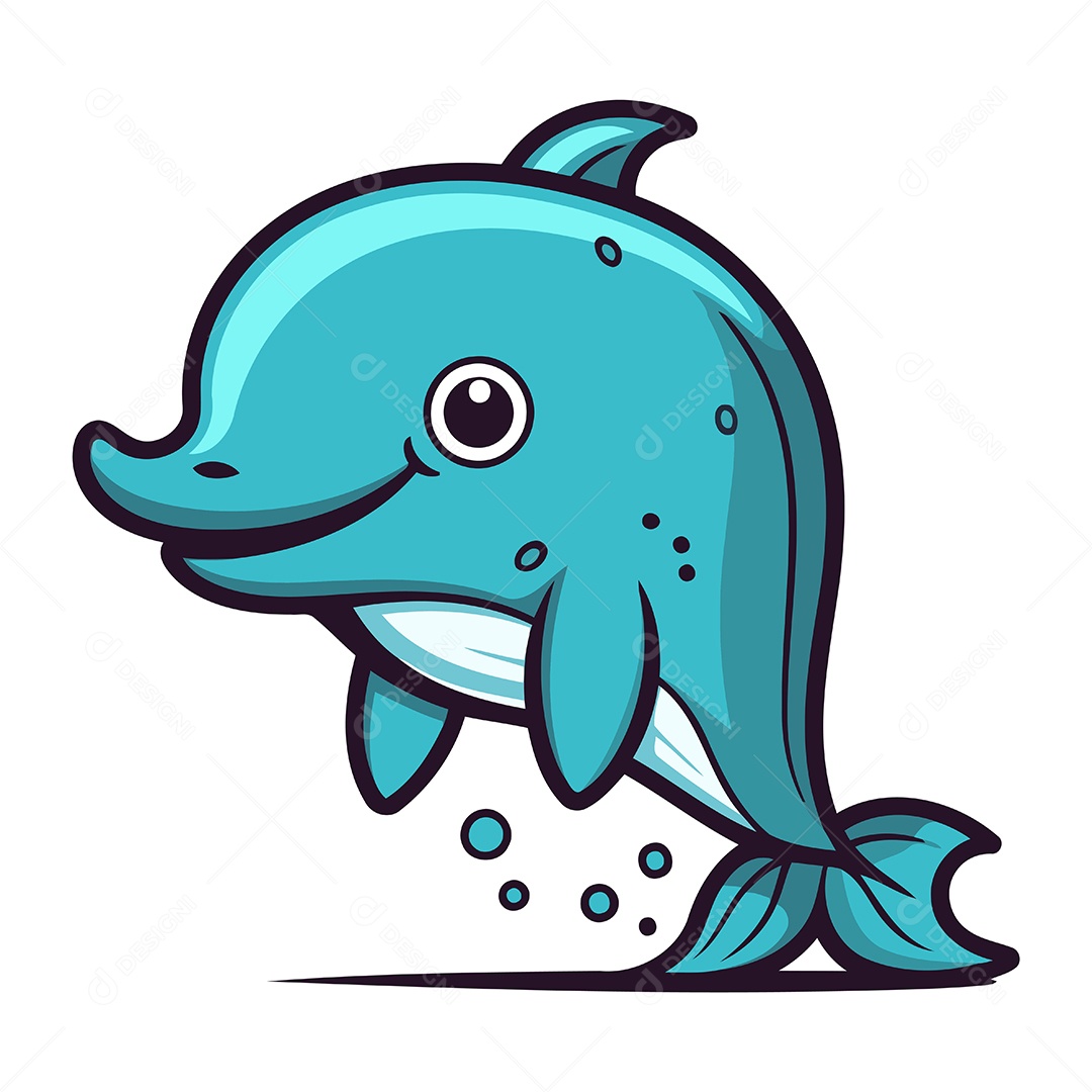 Golfinho de Desenho Animado Ilustração Vetor EPS