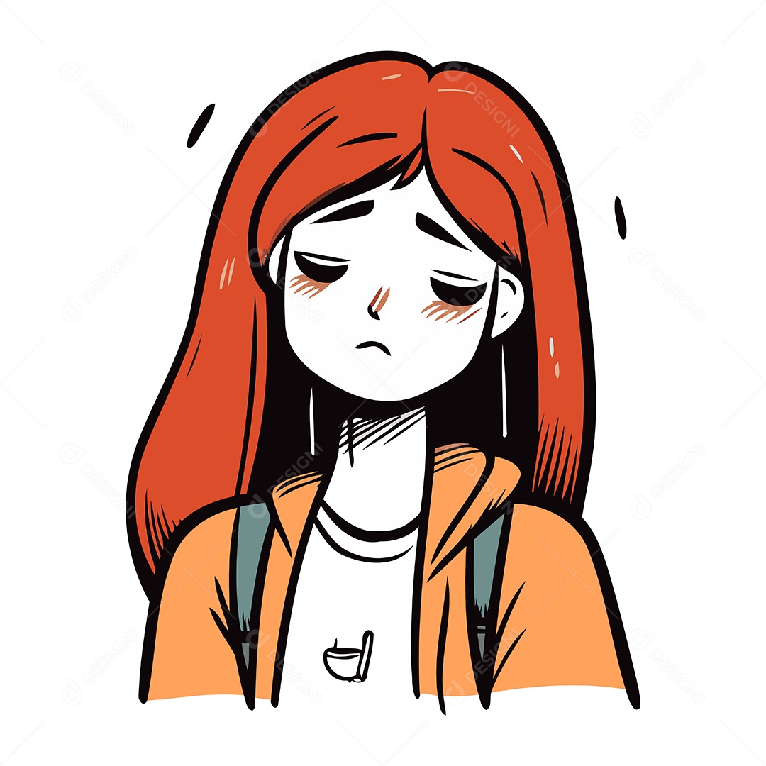 Menina Ruiva de Desenho Animado Ilustração Vetor EPS