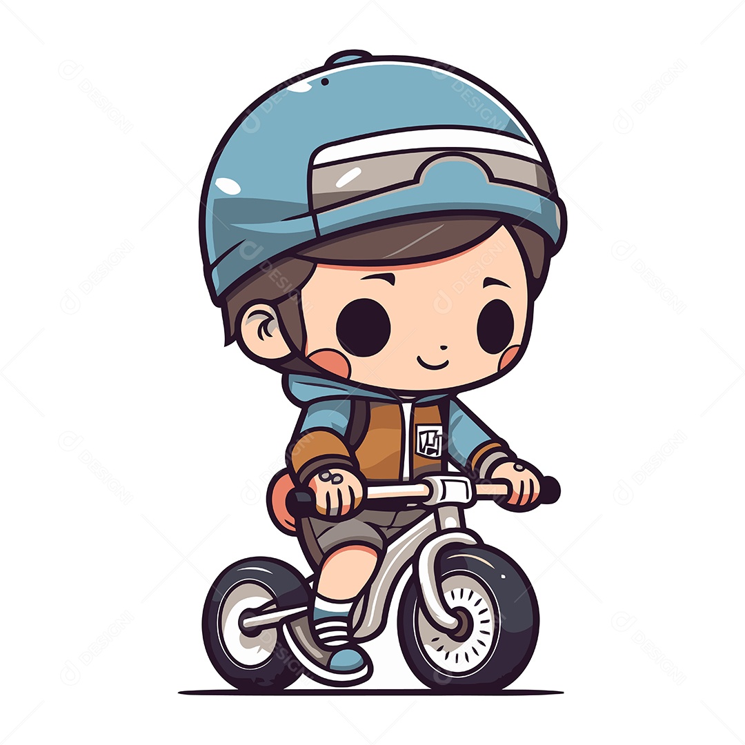 Menino Andando de Bicicleta Ilustração Vetor EPS