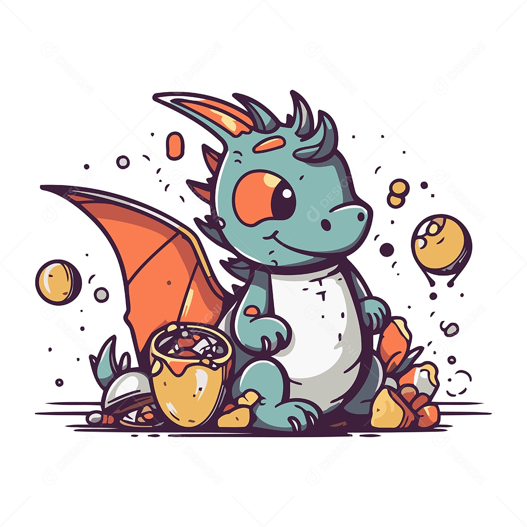 Dragão de Desenho Animado Ilustração Vetor EPS