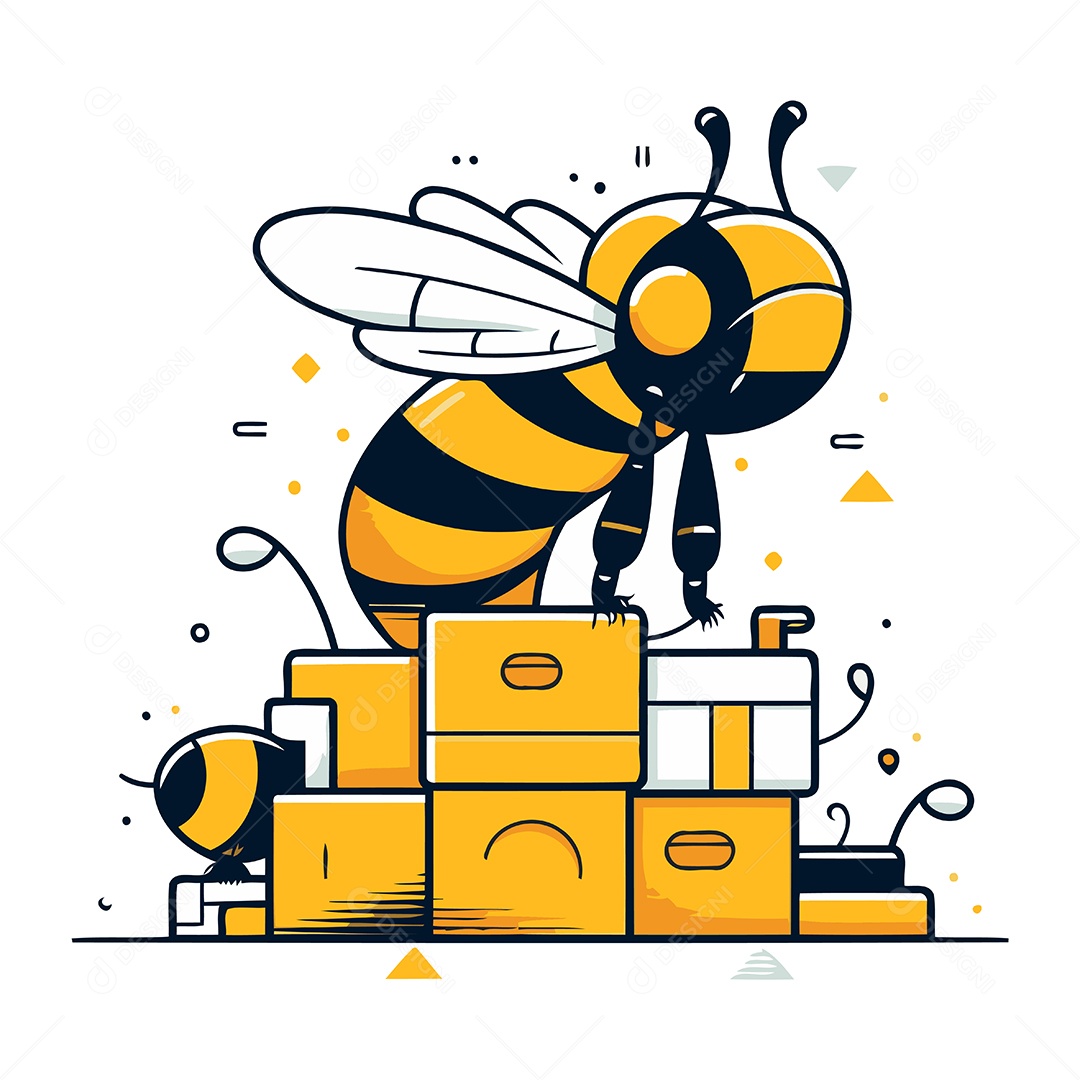 Abelhas de Desenho Animado Ilustração Vetor EPS