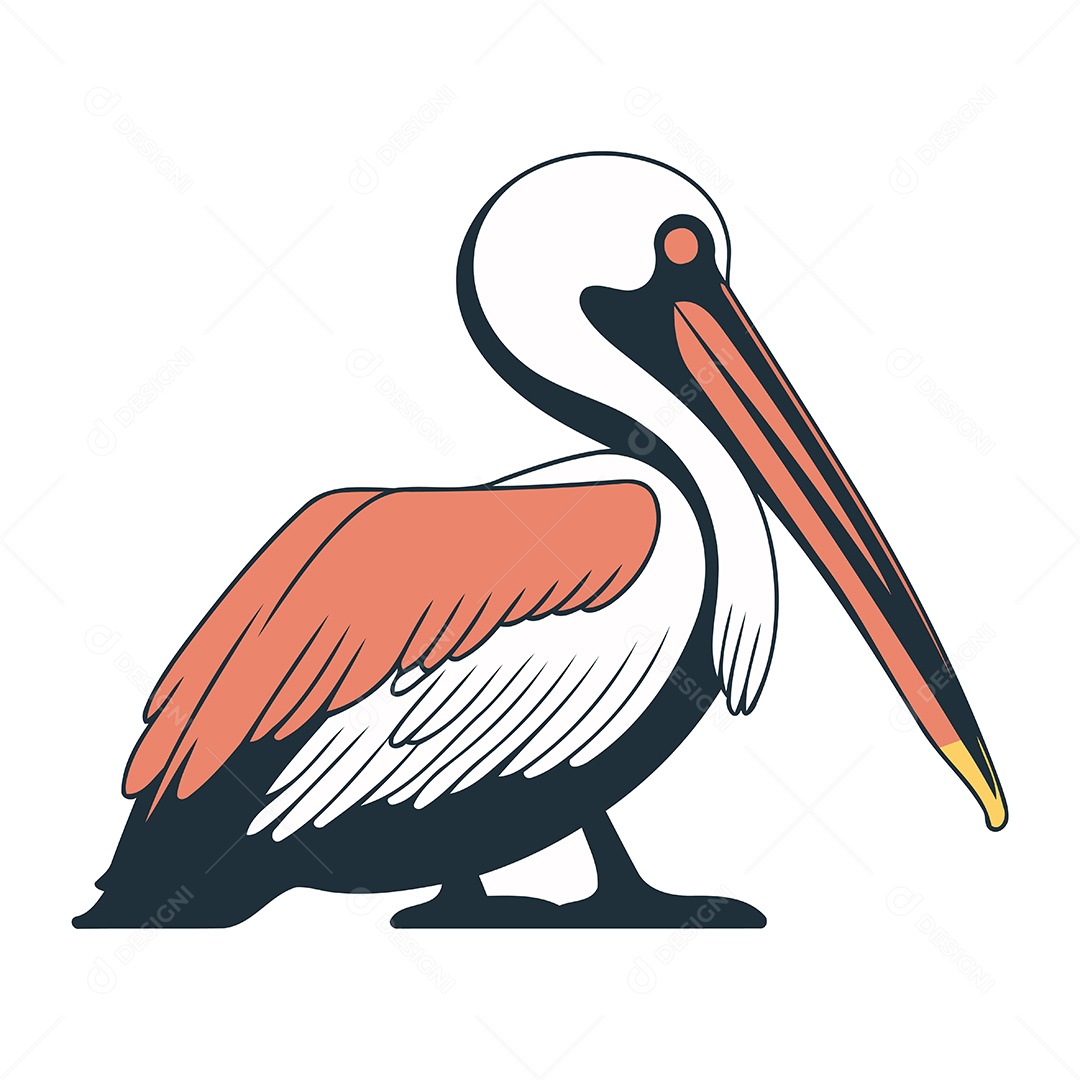 Pelicano de Desenho Animado Ilustração Vetor EPS