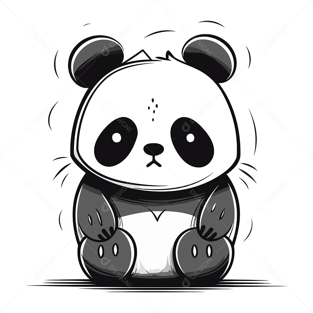 Urso Panda Fofo de Desenho Animado Ilustração Vetor EPS