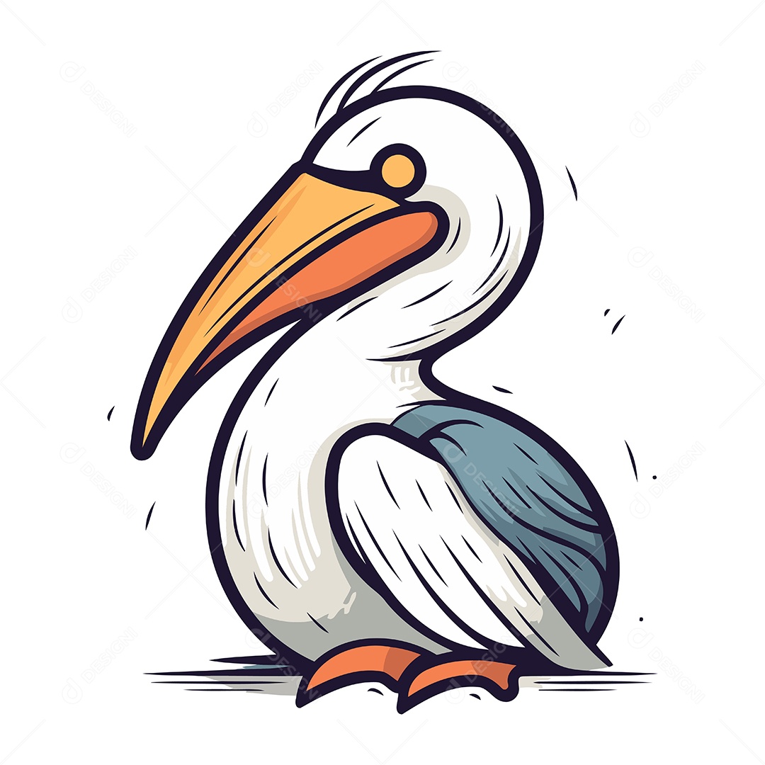 Pelicano de Desenho Animado Ilustração Vetor EPS