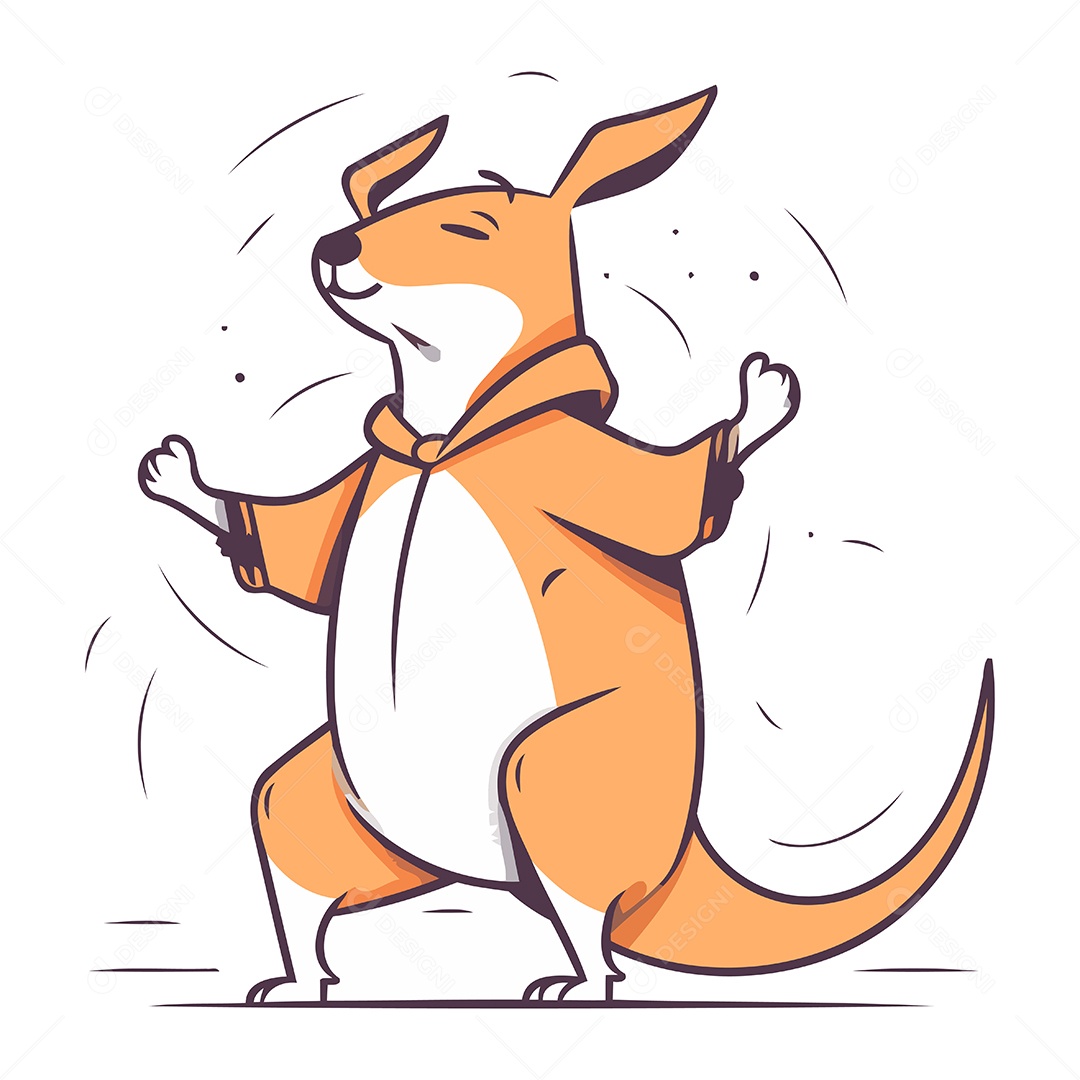 Canguru com Casaco Quentinho Ilustração Vetor EPS