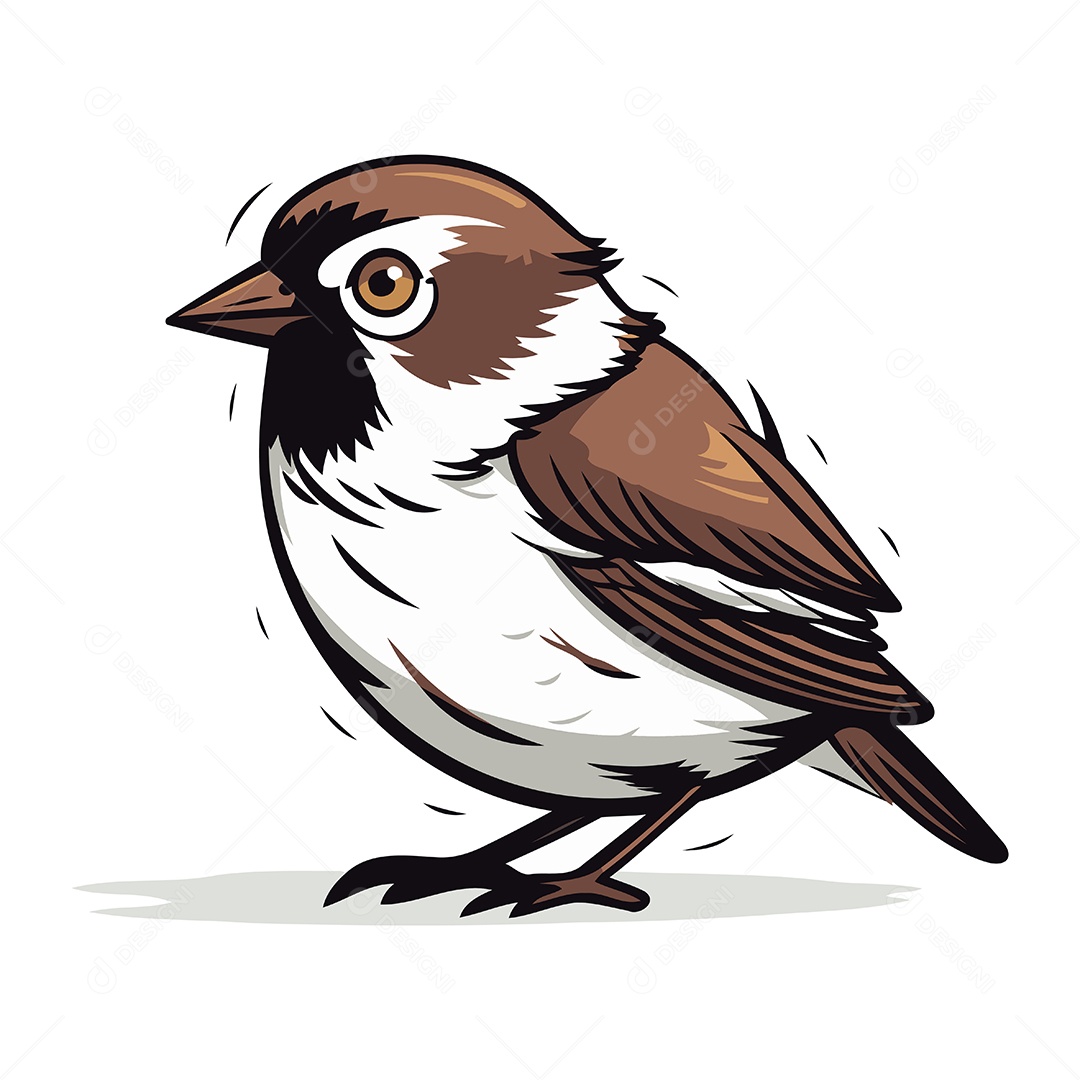 Pássaro Pardal de Desenho Animado Ilustração Vetor EPS
