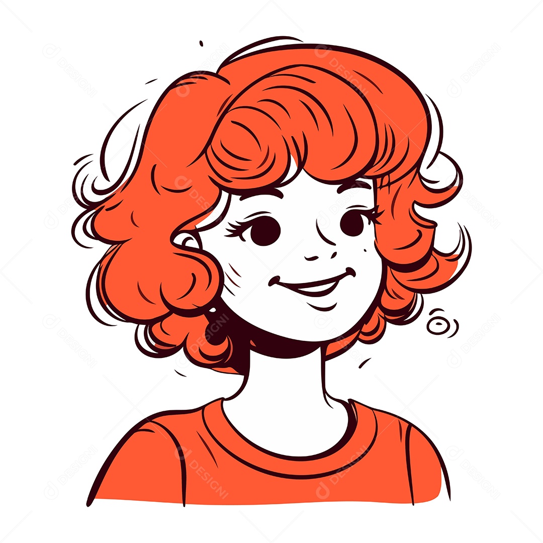 Jovem com Cabelo Ruivo Ilustração Vetor EPS