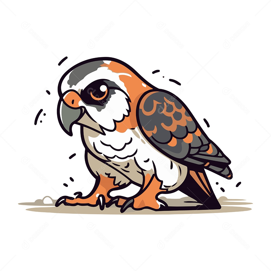 Pássaro Peneireiro de Desenho Animado Ilustração Vetor EPS