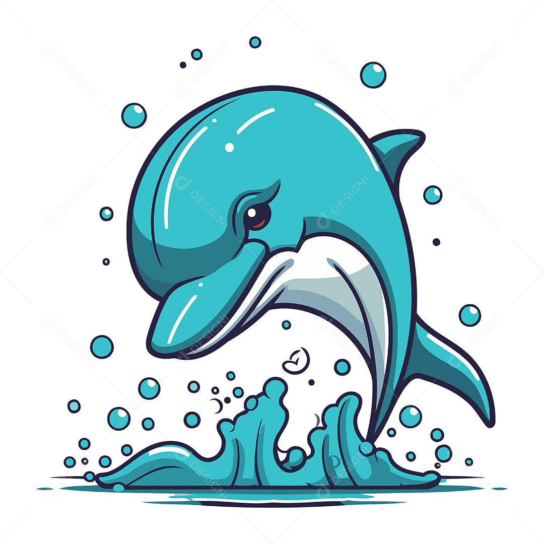 Golfinho de Desenho Animado Ilustração Vetor EPS