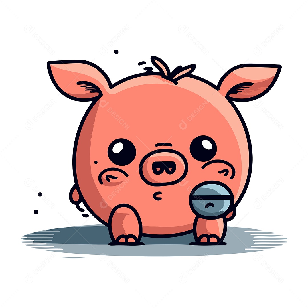 Porquinho de Desenho Animado Ilustração Vetor EPS