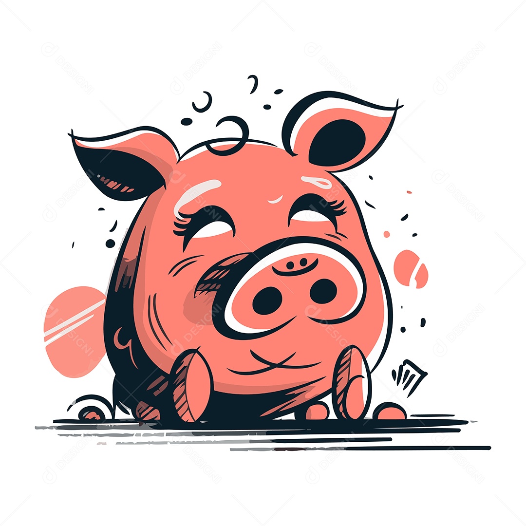 Porco de Desenho Animado Ilustração Vetor EPS