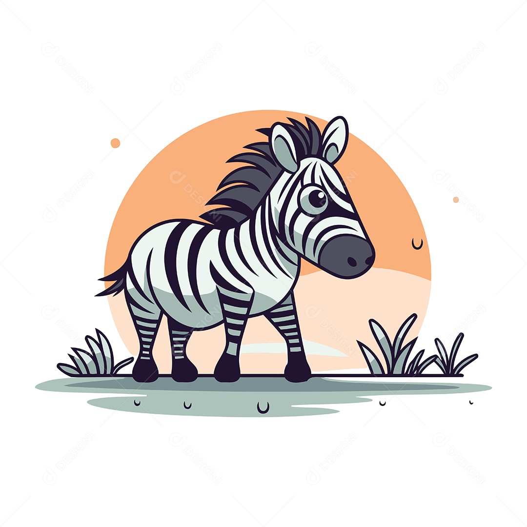 Zebra Fofa de Desenho Animado Ilustração Vetor EPS