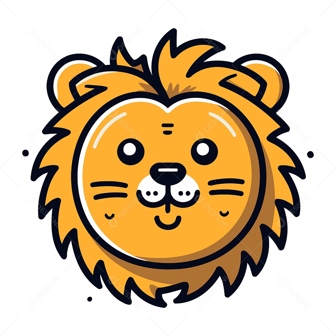 Cabeça de Leão Desenho Animado Ilustração Vetor EPS