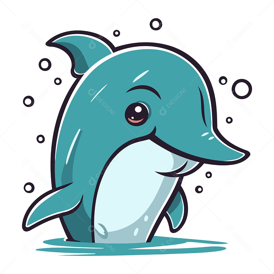 Golfinho de Desenho Animado Ilustração Vetor EPS