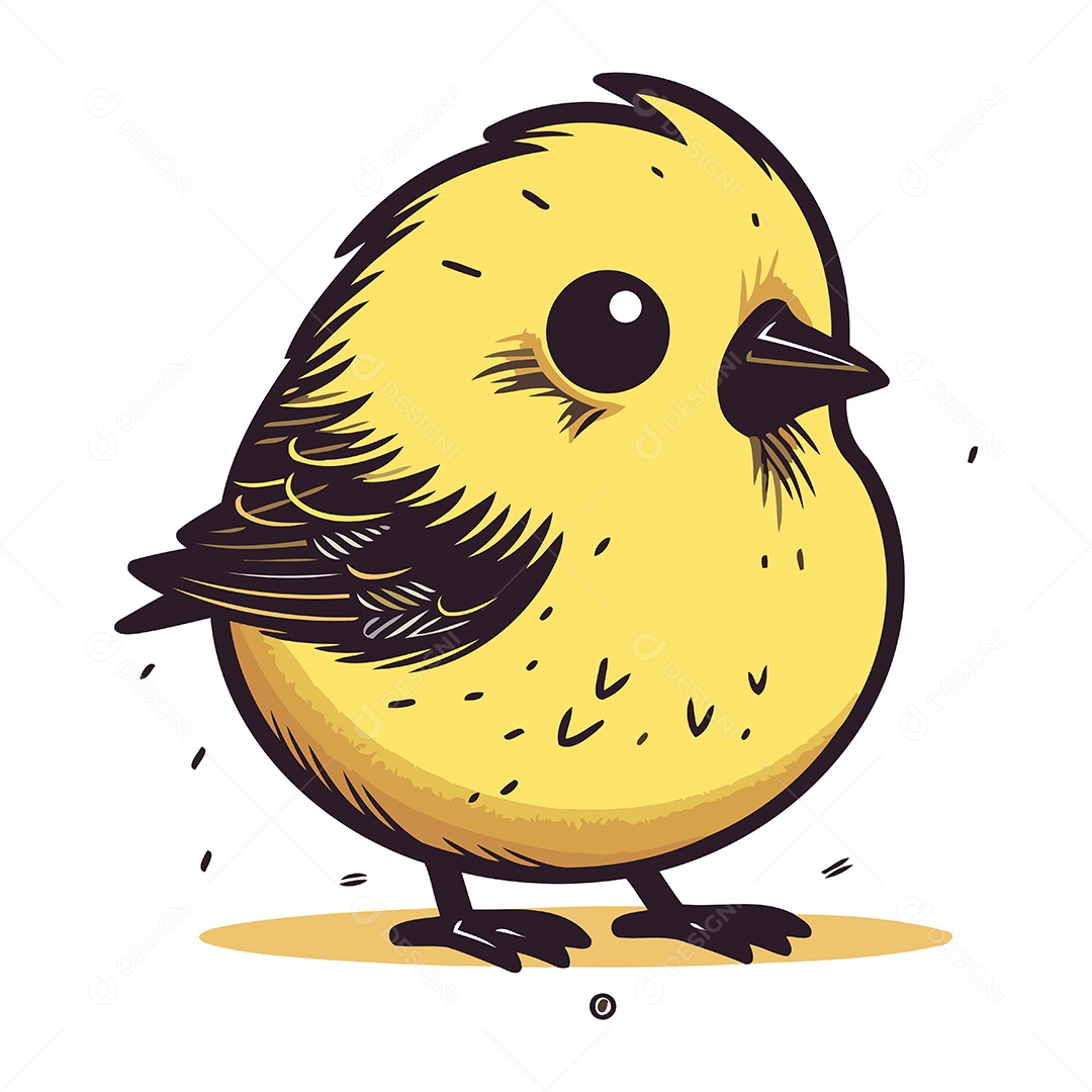 Pintinho Amarelo de Desenho Animado Ilustração Vetor EPS