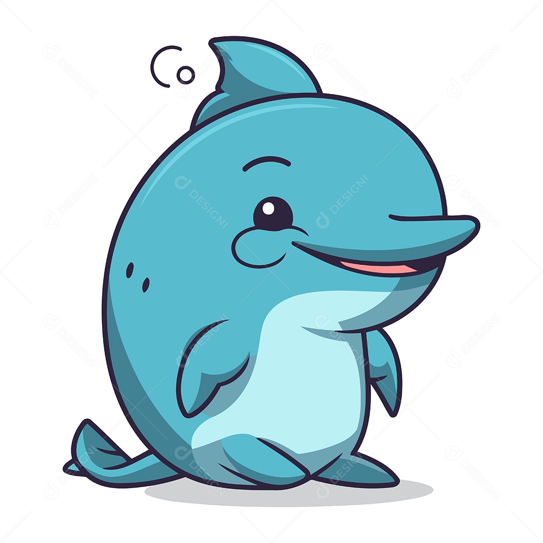 Golfinho de Desenho Animado Ilustração Vetor EPS