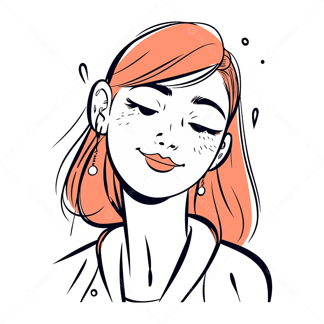 Mulher Ruiva de Desenho Animado Ilustração Vetor EPS