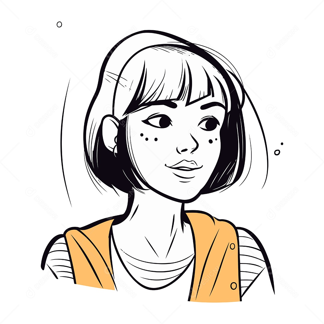 Garota de Cabelo Curto Ilustração Vetor EPS
