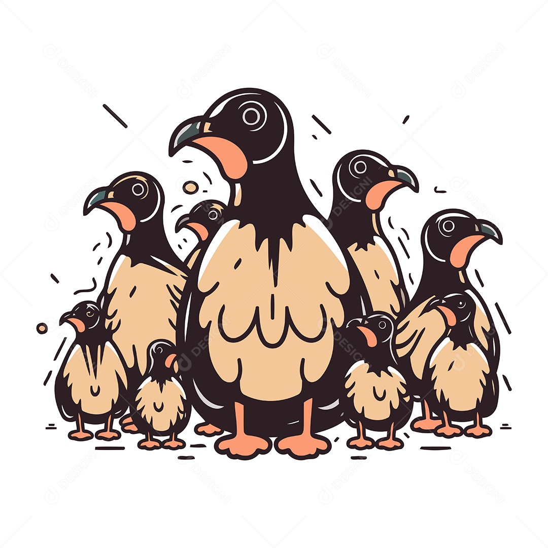 Pássaros de Desenho Animado Ilustração Vetor EPS