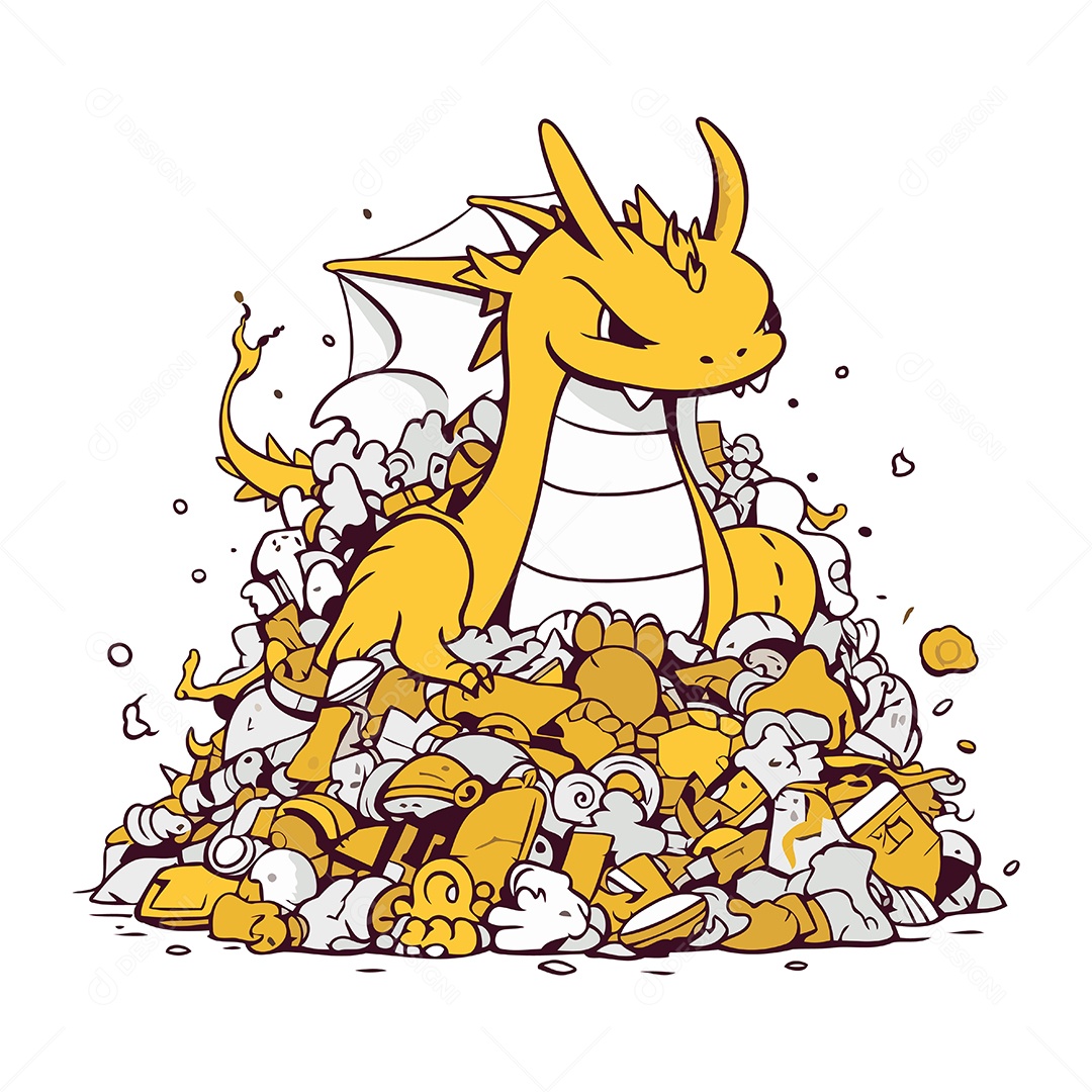 Dragão de Desenho Animado Ilustração Vetor EPS