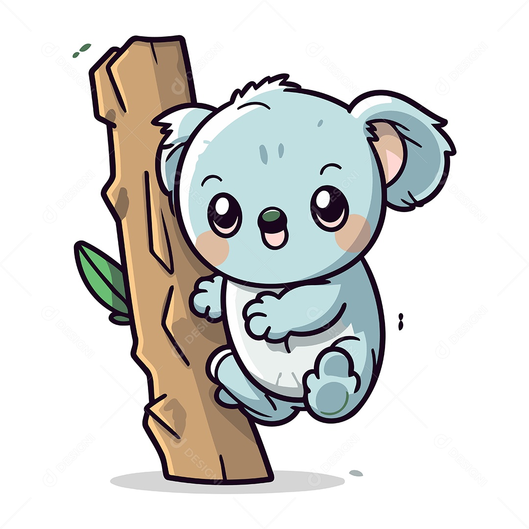 Coala de Desenho Animado em uma Árvore Ilustração Vetor EPS