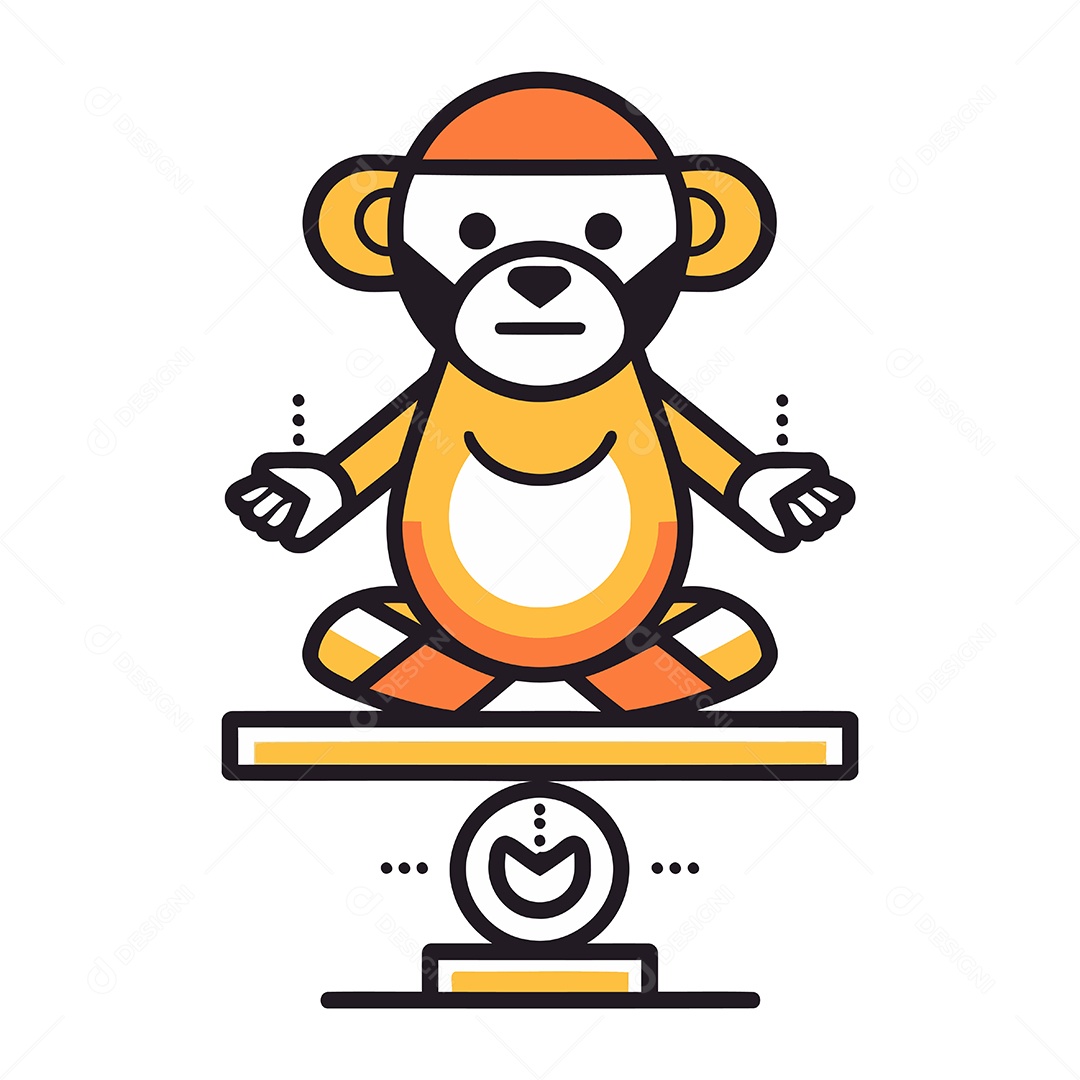 Macaco de Desenho Animado na Gangorra Ilustração Vetor EPS