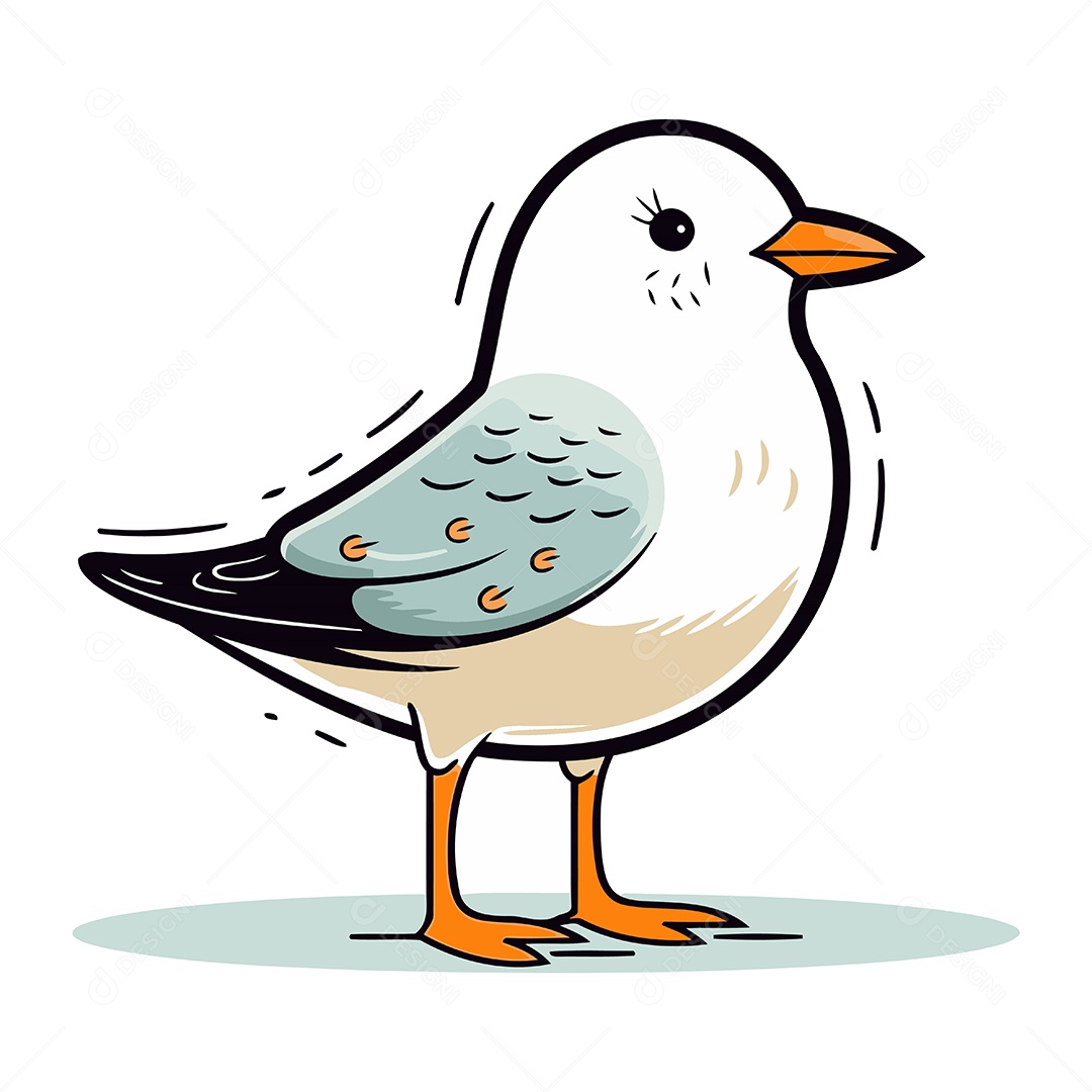 Gaivota Fofa de Desenho Animado Ilustração Vetor EPS