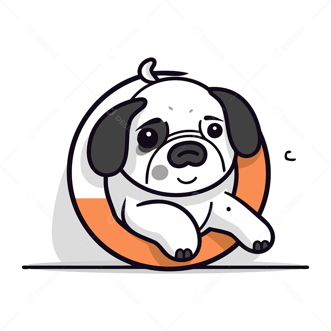 Cachorro Dentro de um Círculo Laranja Ilustração Vetor EPS