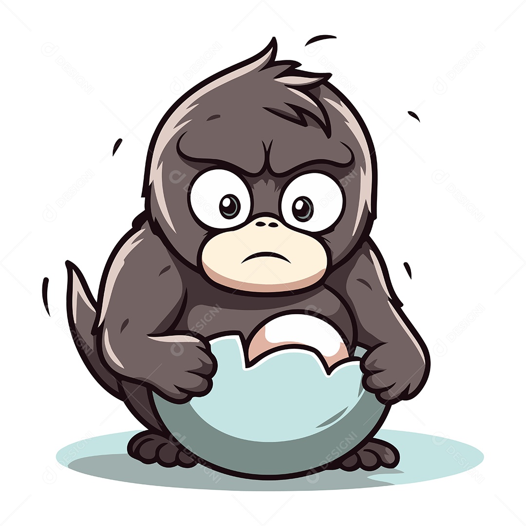 Gorila Segurando um Ovo Ilustração Vetor EPS