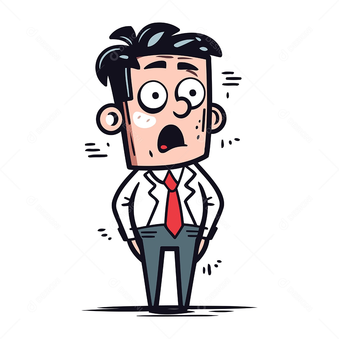 Empresário Surpreso de Desenho Animado Ilustração Vetor EPS
