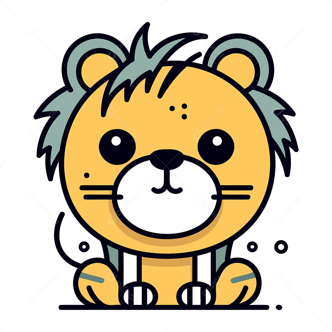 Leão de Desenho Animado Ilustração Vetor EPS