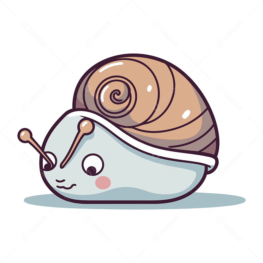 Caracol Fofo de Desenho Animado Ilustração Vetor EPS