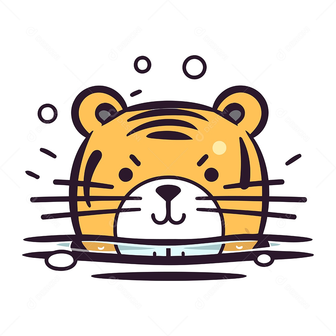 Cabeça de Tigre Desenho Animado Ilustração Vetor EPS