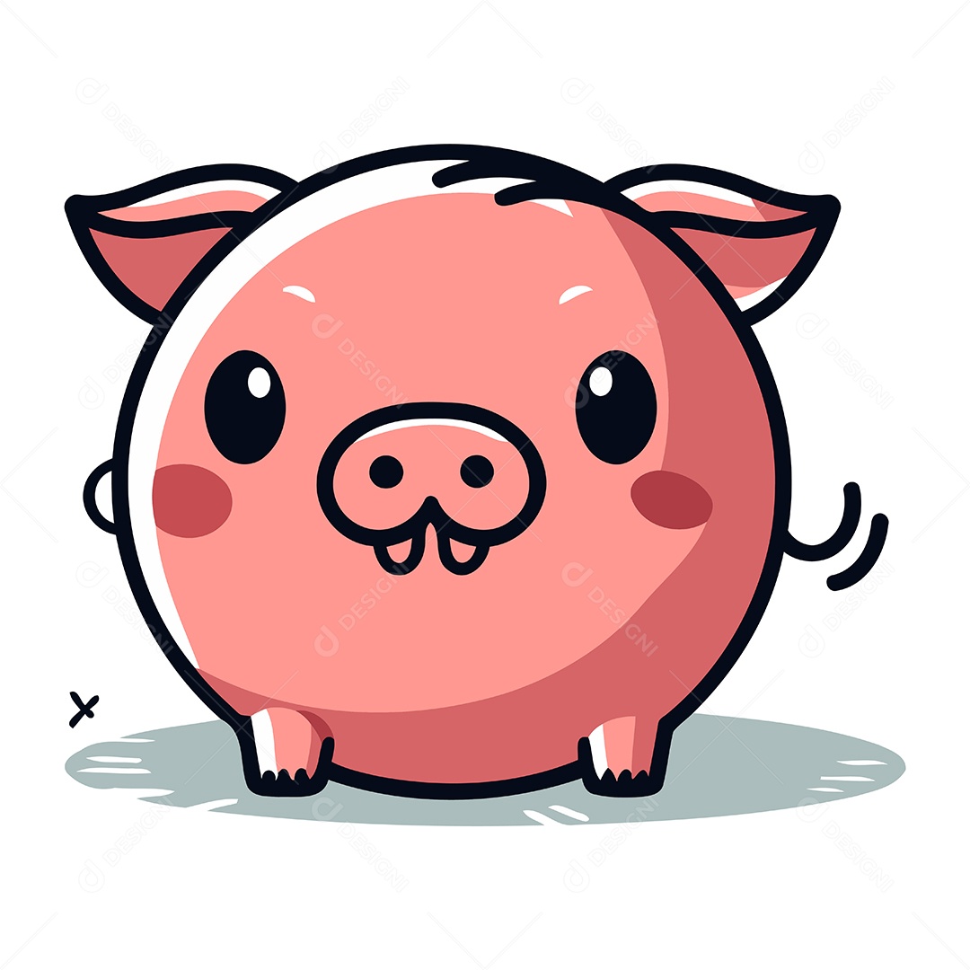 Porco de Desenho Animado Ilustração Vetor EPS