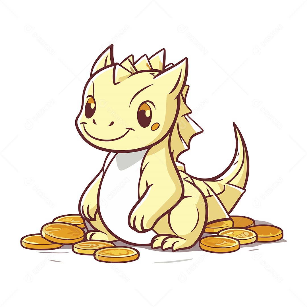 Dragão em uma Pilha de Moedas Ilustração Vetor EPS