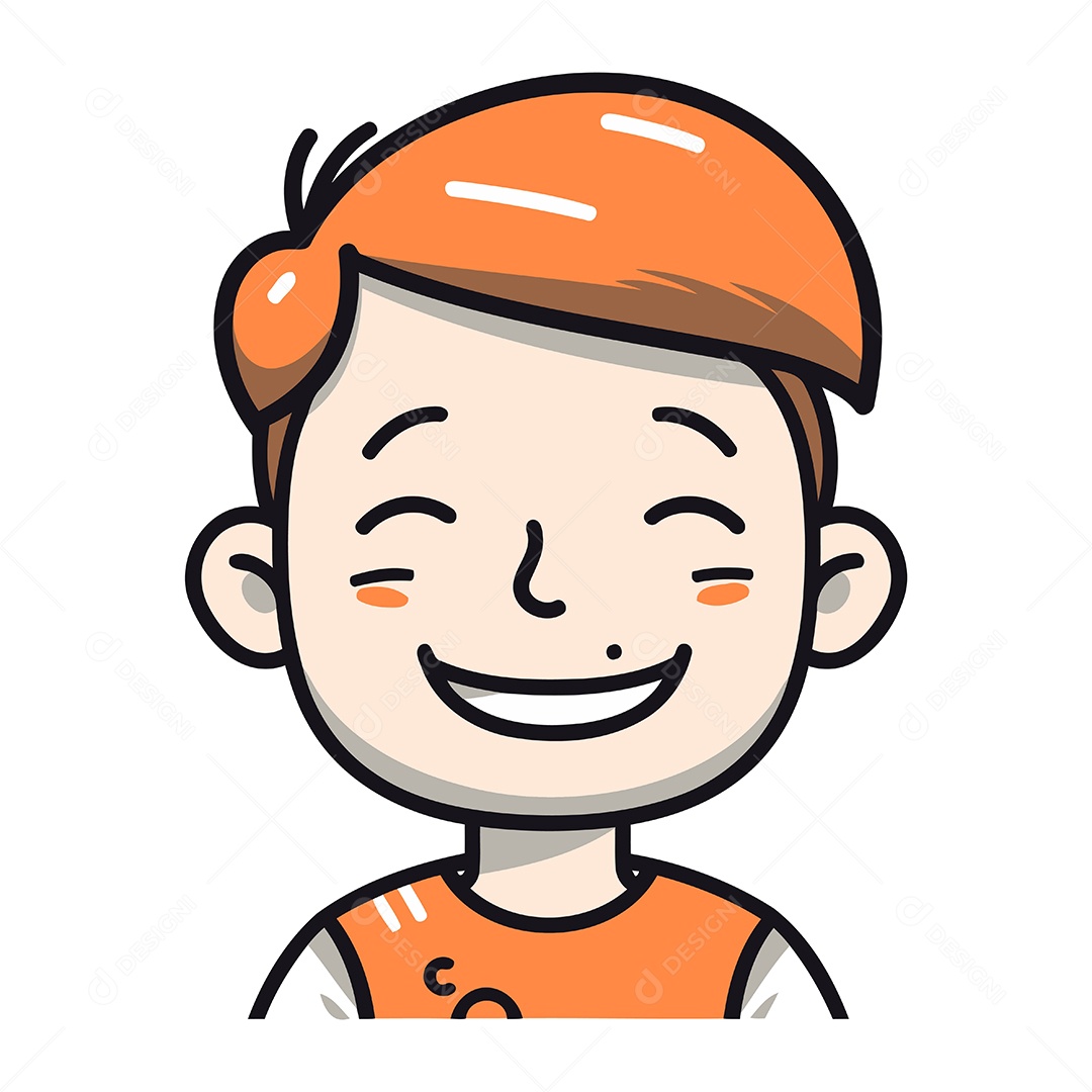 Menino Sorridente Fofo de Desenho Animado Ilustração Vetor EPS