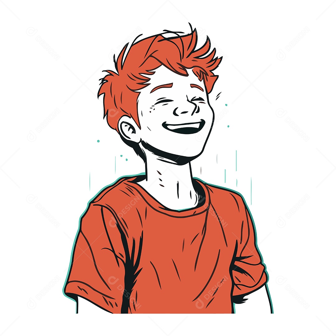 Jovem Sorridente de Desenho Animado Ilustração Vetor EPS