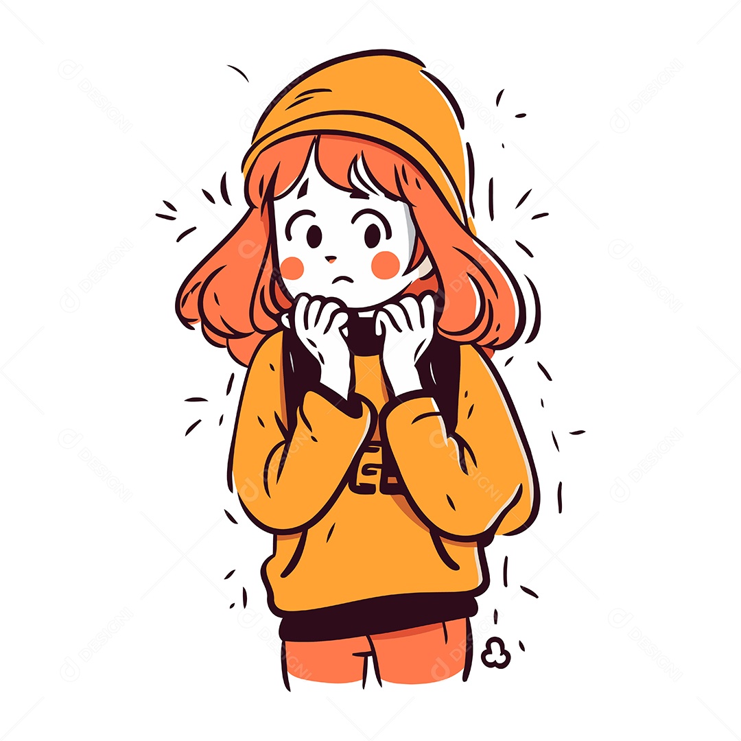 Menina com um Moletom Amarelo Ilustração Vetor EPS