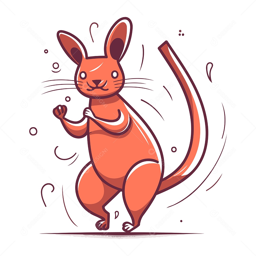Canguru Fofo de Desenho Animado Ilustração Vetor EPS