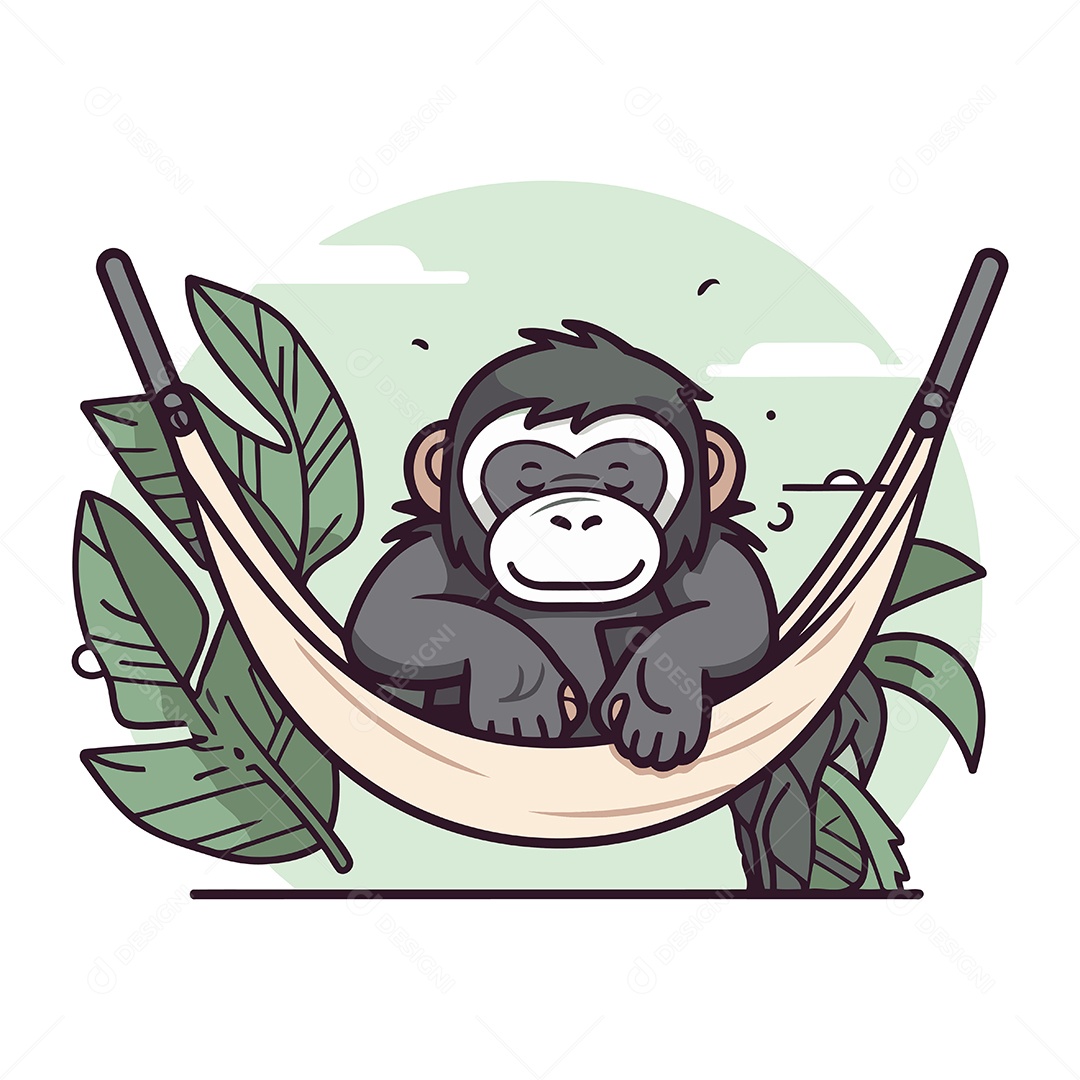 Macaco em uma Rede Ilustração Vetor EPS