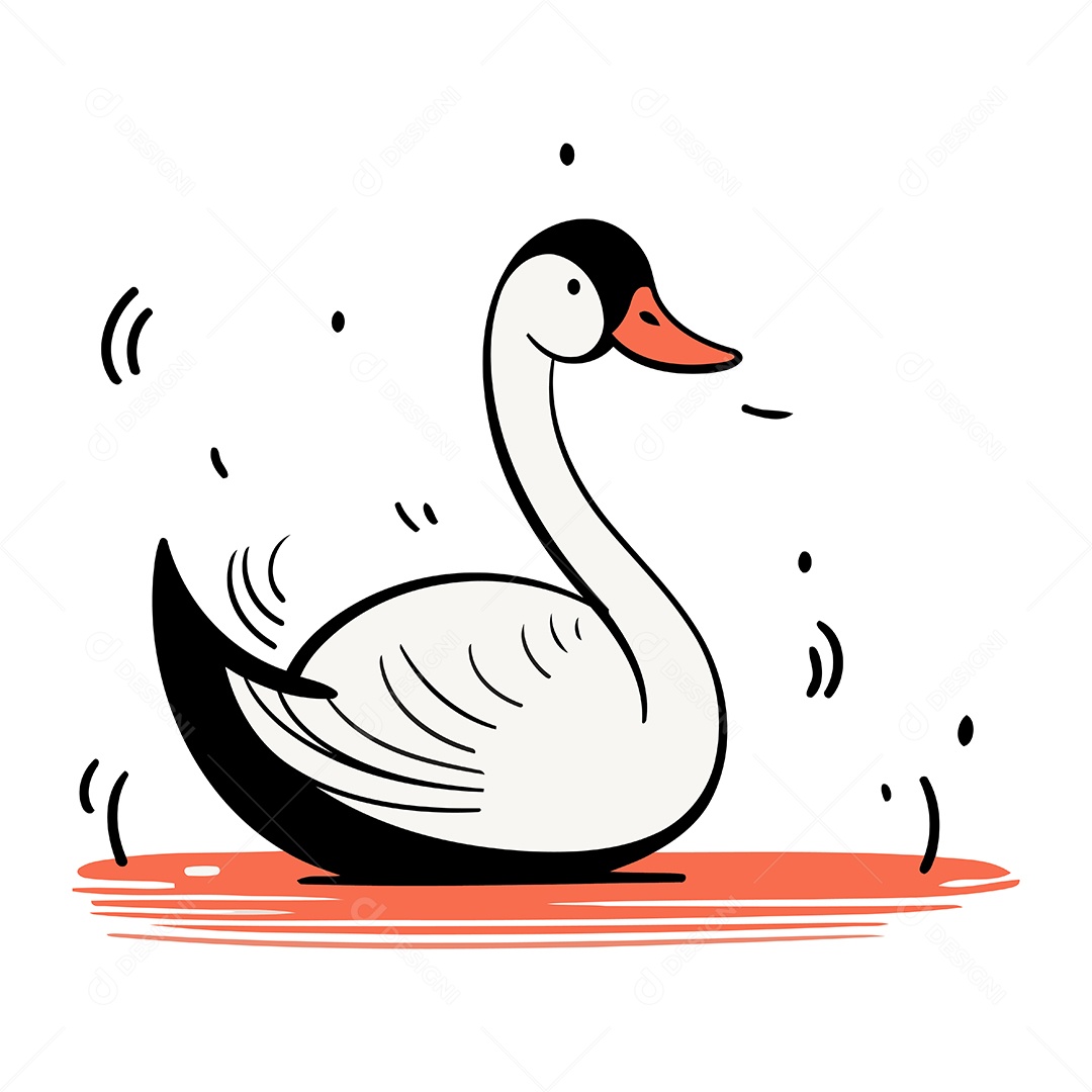 Cisne de Desenho Animado na Água Ilustração Vetor EPS