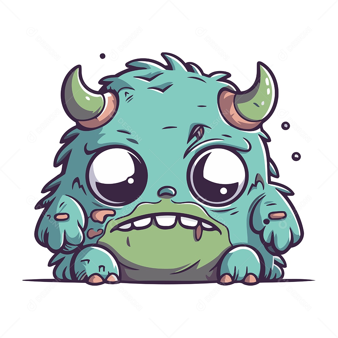 Monstro Engraçado de Desenho Animado Ilustração Vetor EPS