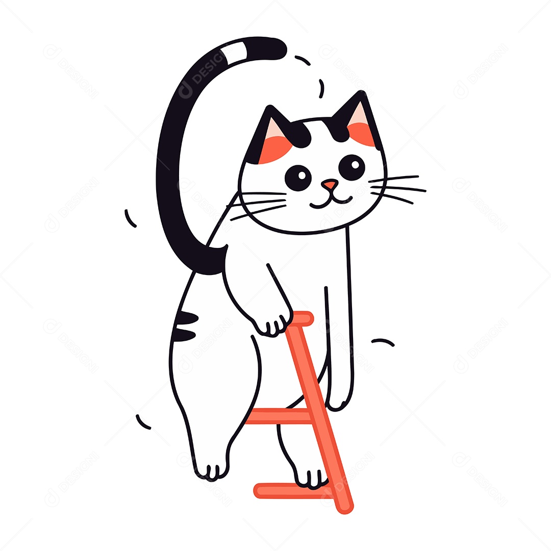 Gato Fofo de Desenho Animado Ilustração Vetor EPS