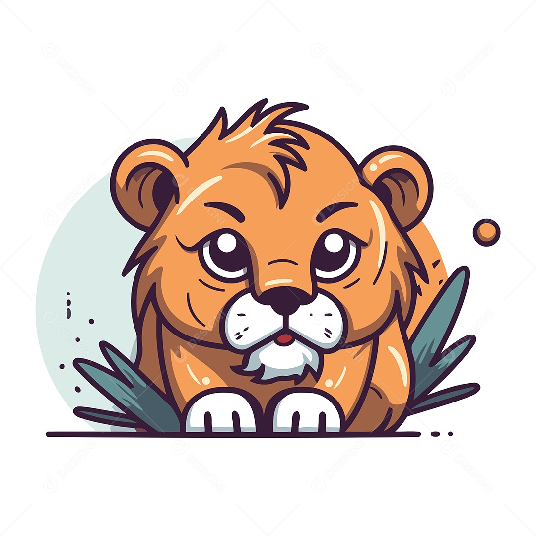 Filhote de Leão Desenho Animado Ilustração Vetor EPS