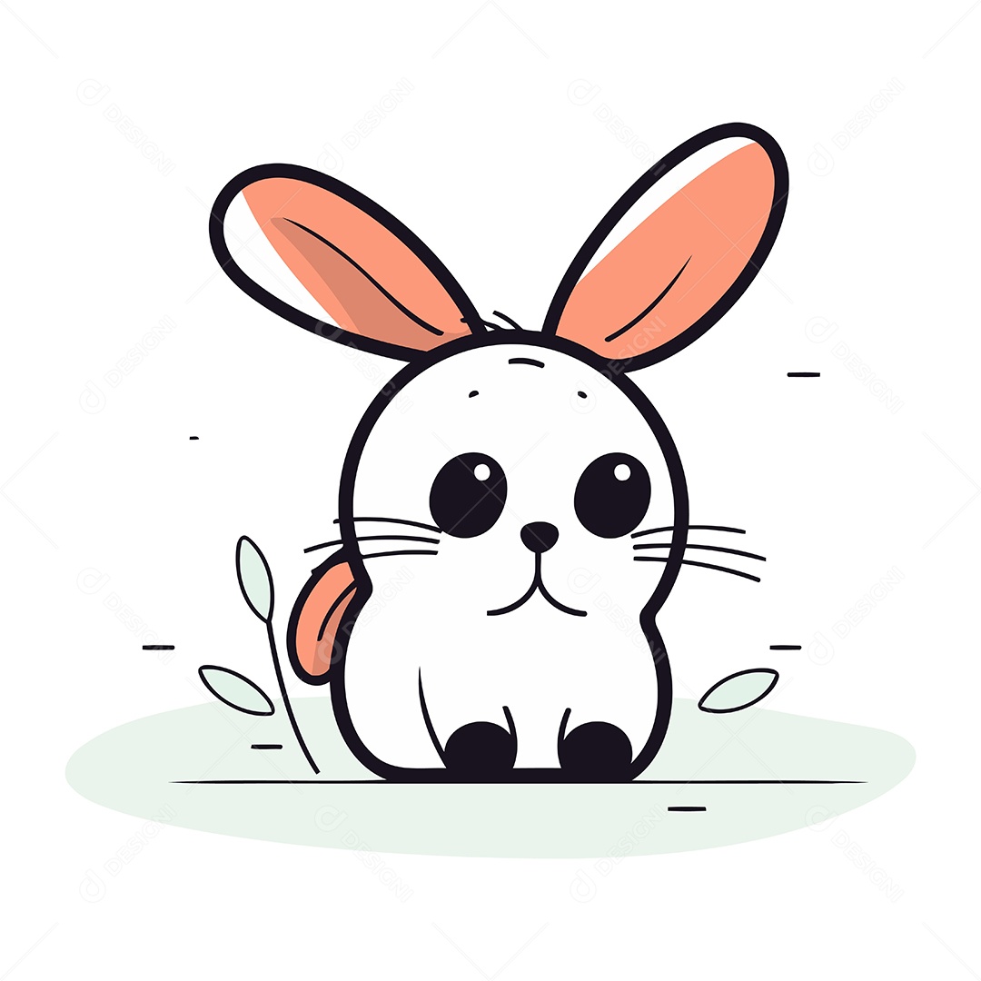 Coelho Bonito de Desenho Animado Ilustração Vetor EPS